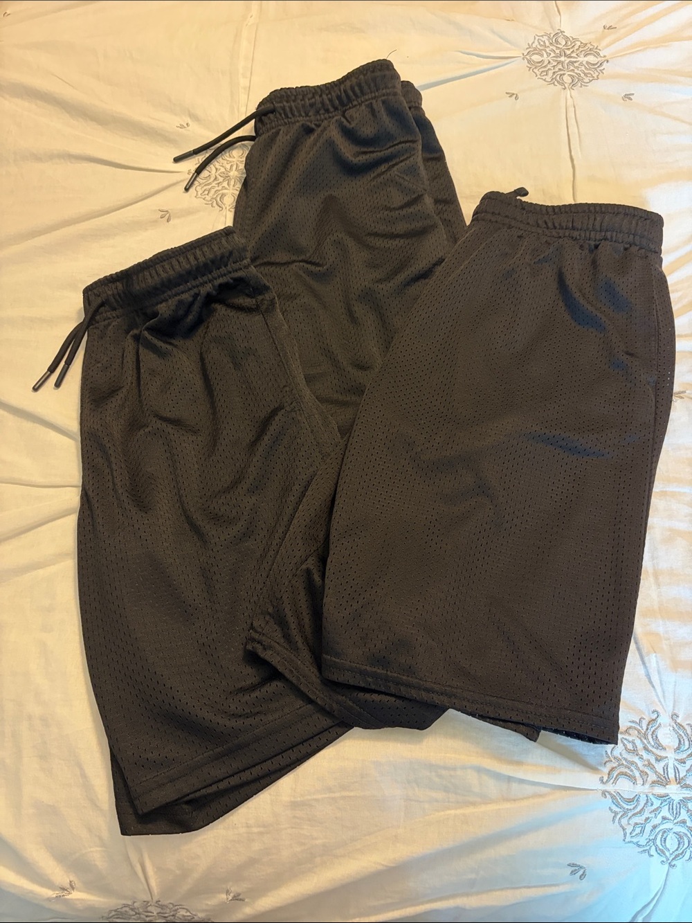 3 pair Boy’s Black Athletic Mesh Shorts - Classic Drawstring size 14/16